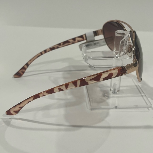 Nine West Aviator Style Brown Tortoise Colored Sunglasses with Gold Metal Frame - Picture 9 of 12